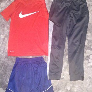 Nike Dri-Fit T-Shirt and Track Pants, Score Shorts, Size Small Youth